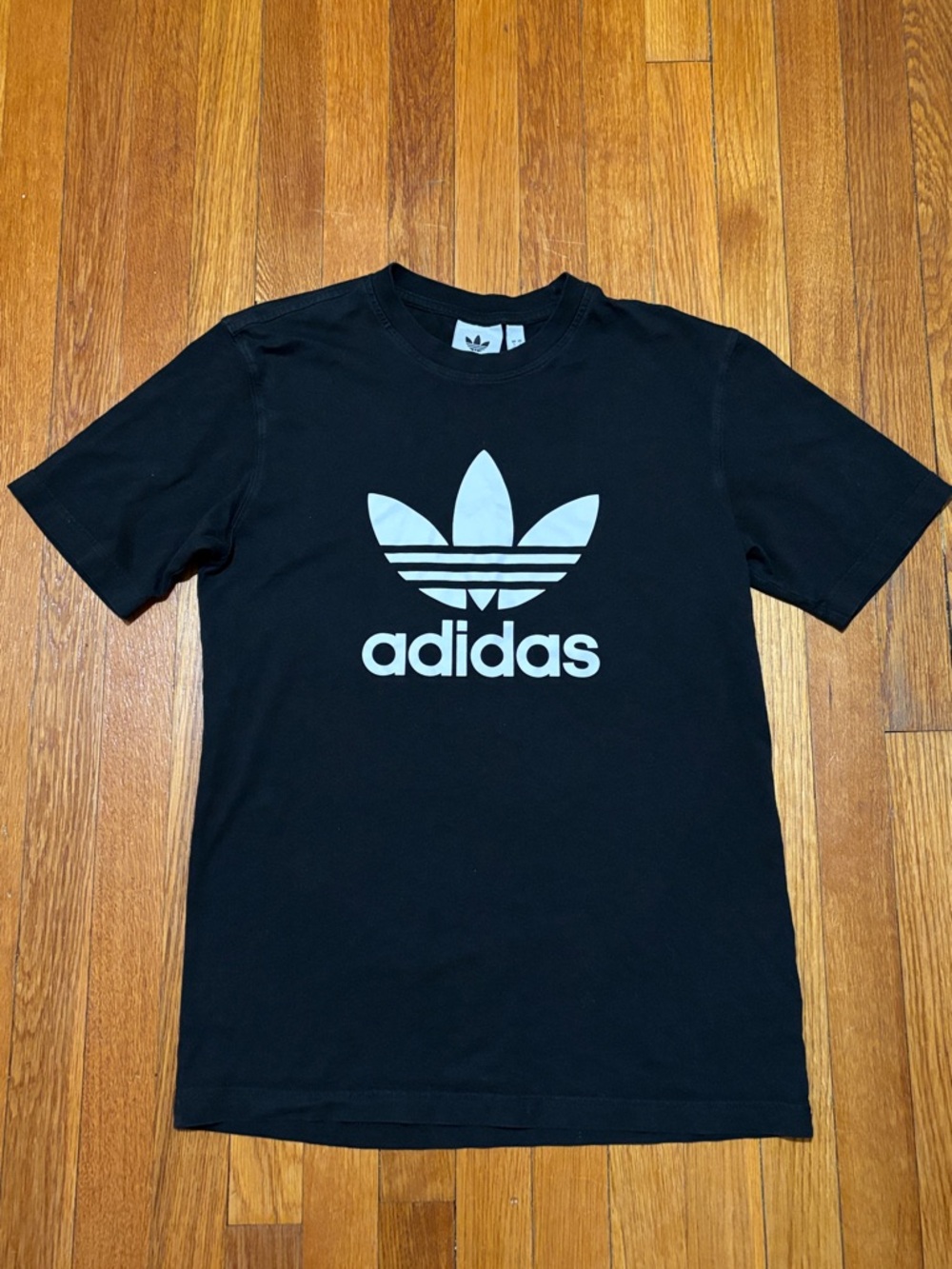 adidas Black Tee with White Trefoil Logo